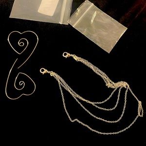 LOT: Never Worn Unique Heart-Shaped Earrings and Mask Chain